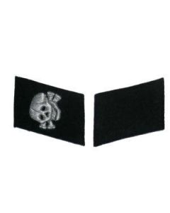 RSE561.Waffen SS Vertical Skull NCO collar tabs.  Aluminum wire.