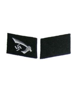 RSE569.Waffen SS EM collar tabs for the 13th SS Division HANDSCHAR. Silver/Gray thread.